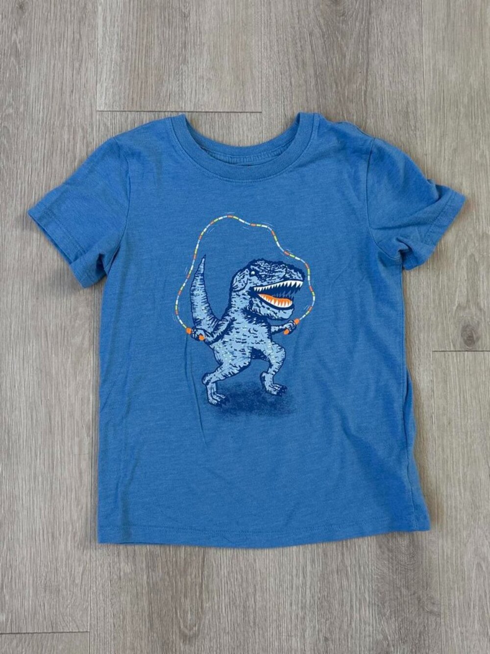 Cat & Jack Blue Dinosaur Graphic Tee Boys 5T Jump Rope